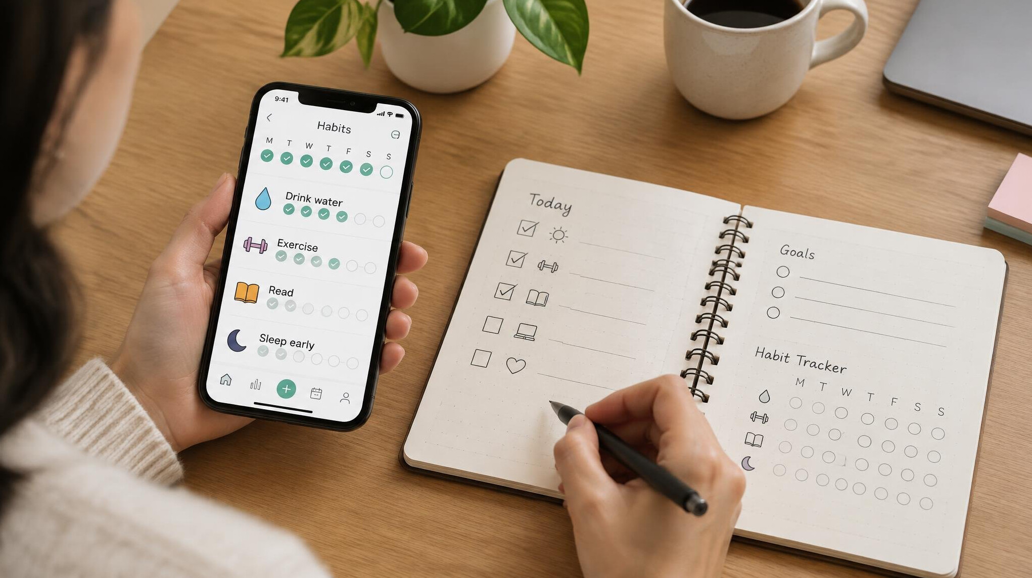 person using planner app