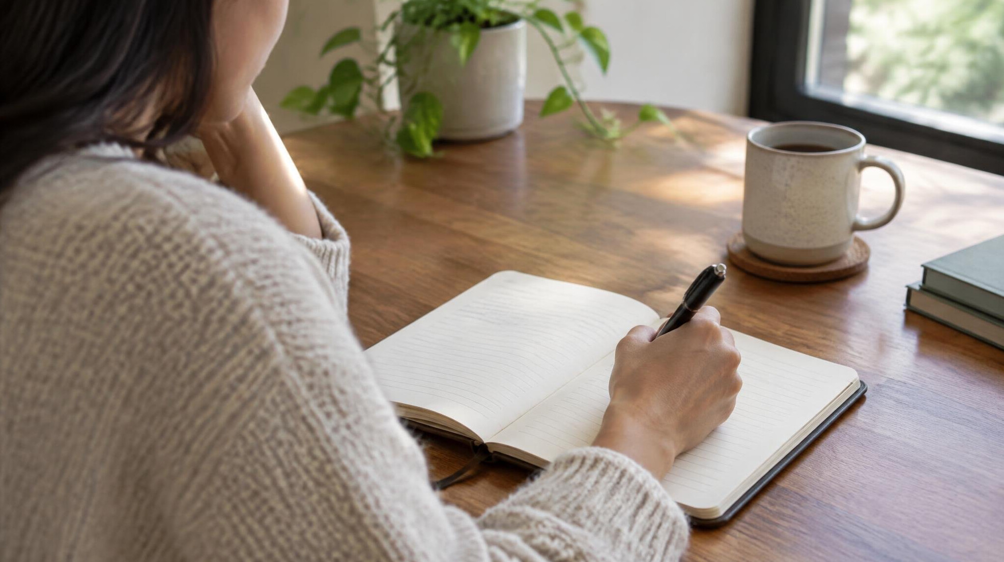 person writing journal